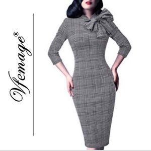 Vintage Inspired Sultry Sheath with Detachable Bow Vfemage Vfshow Size Medium